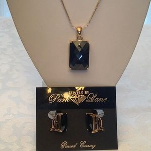 Park Lane Grand Necklace & Earrings Vintage Set Jet Black Cubic Zirconia